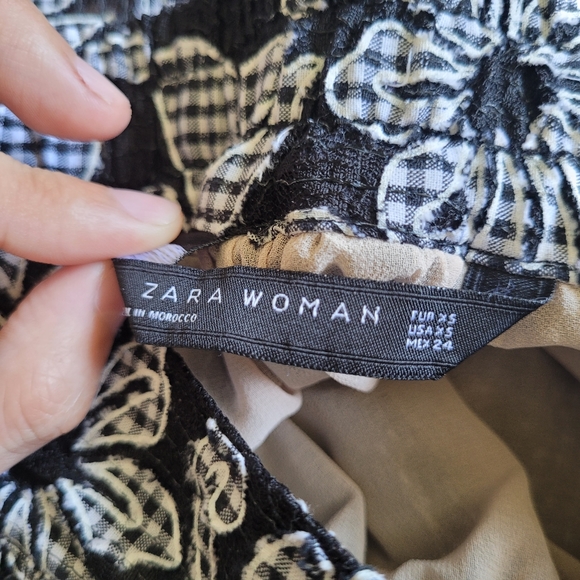 Zara Gingham & Lace Floral Applique Midi Skirt - Picture 8 of 8